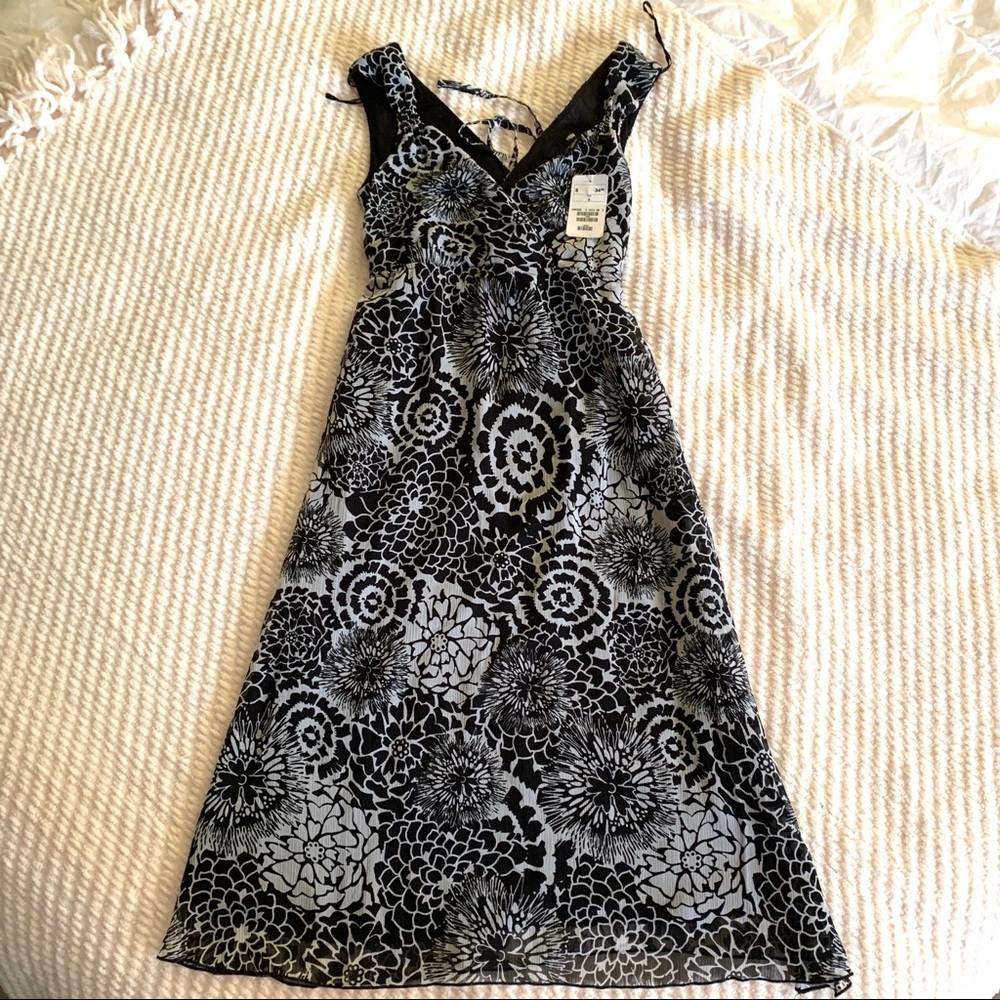 H&M Black and White Floral Dress Size 4